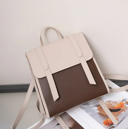 Sac à Dos en Cuir de Grande Capacité abricot