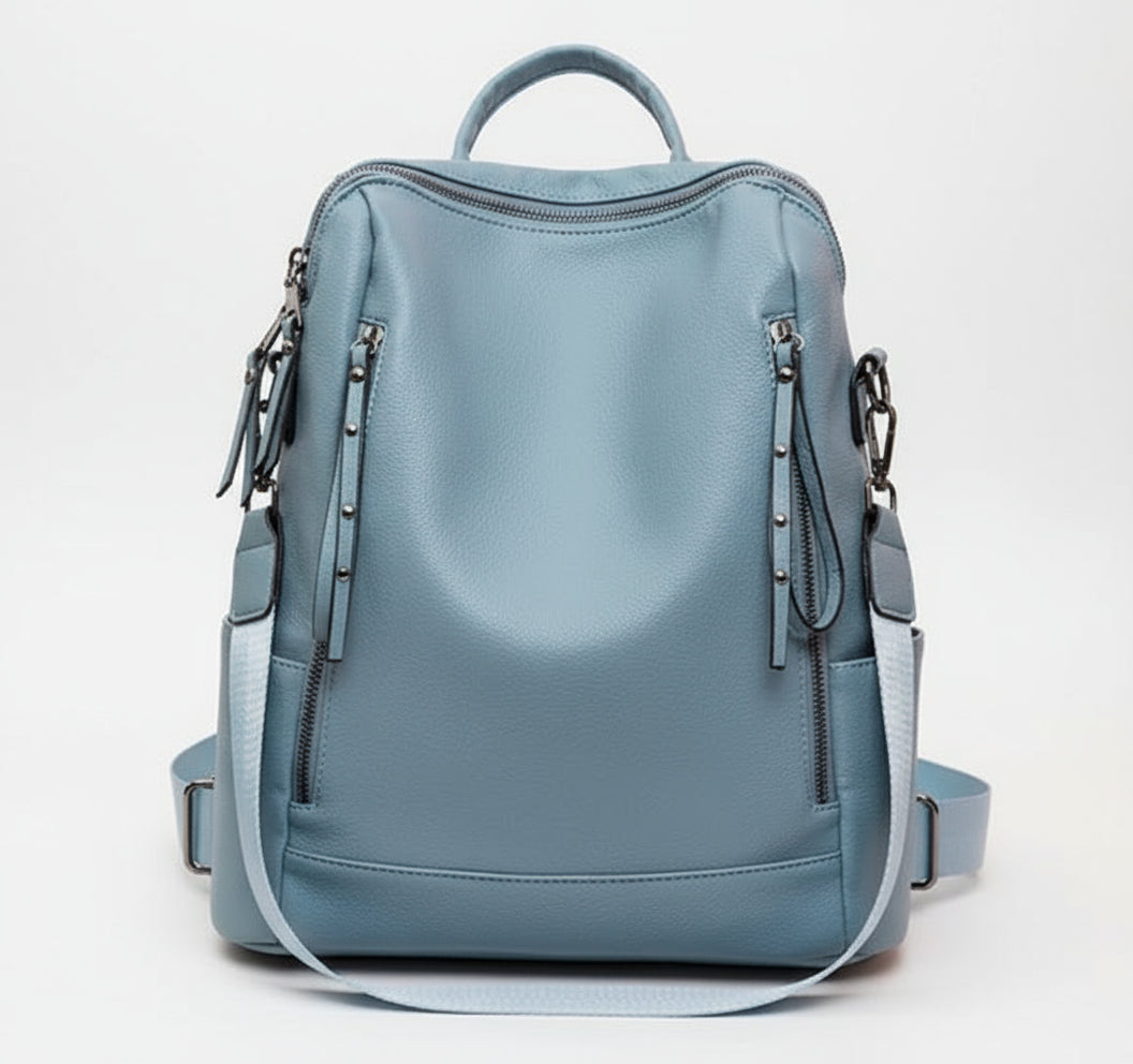 Sac à dos en cuir bleu