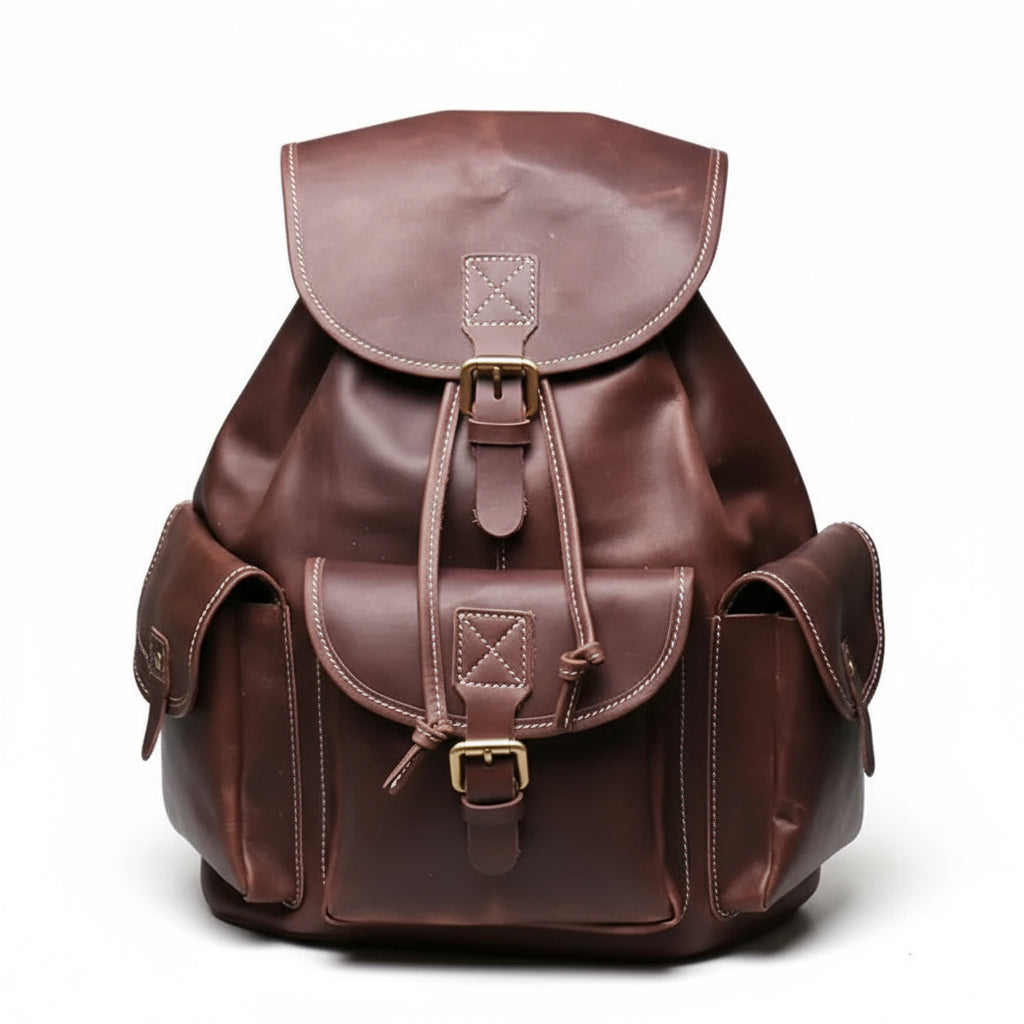 Sac à dos en cuir marron