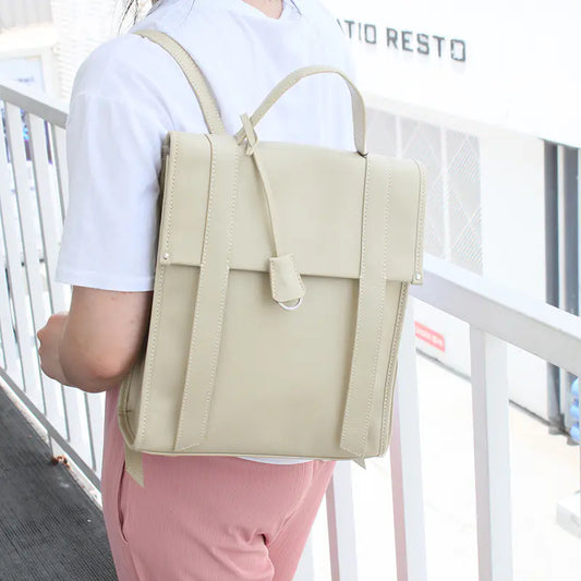 Sac à Dos en Cuir de Grande Capacité blanc