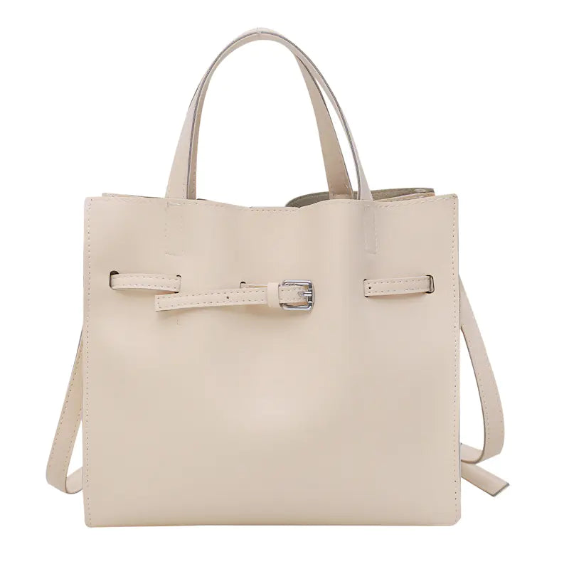 Trendy Women's Tote Bag - Stylish Large Capacity Handbag blanc